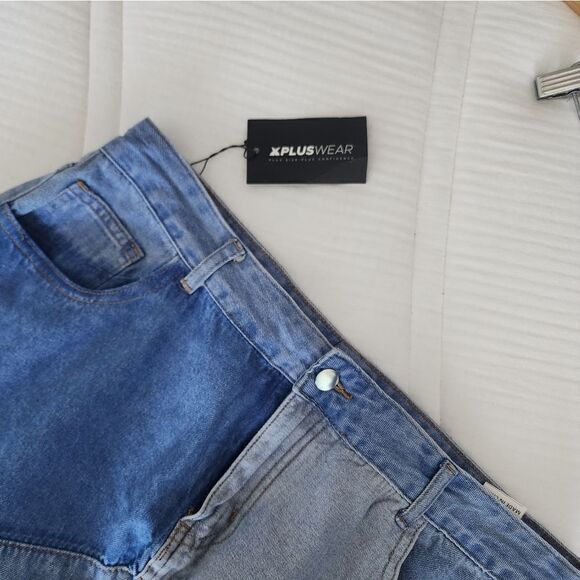 XPLUSWEAR distressed patchwork denim midi skirt - Picture 9 of 11